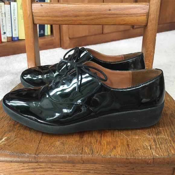 Fitflop F-POP Oxford Sneakers in Shiny Black - Picture 4 of 8